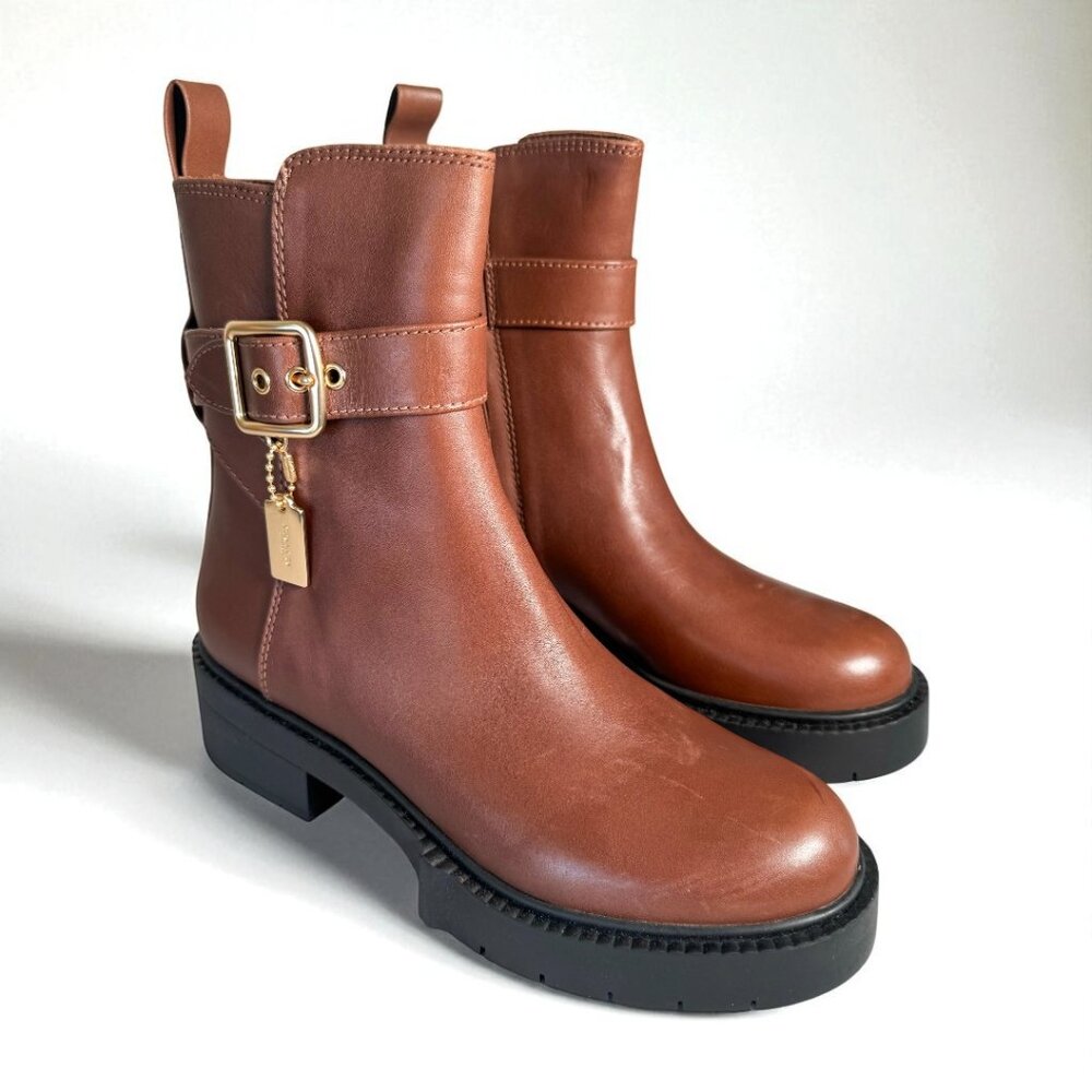 NEW Coach Lacey Bootie Dark Saddle 7 B